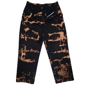 Vintage Cotton High Rise Wide Leg Bleach Spray Black Pants Size 31